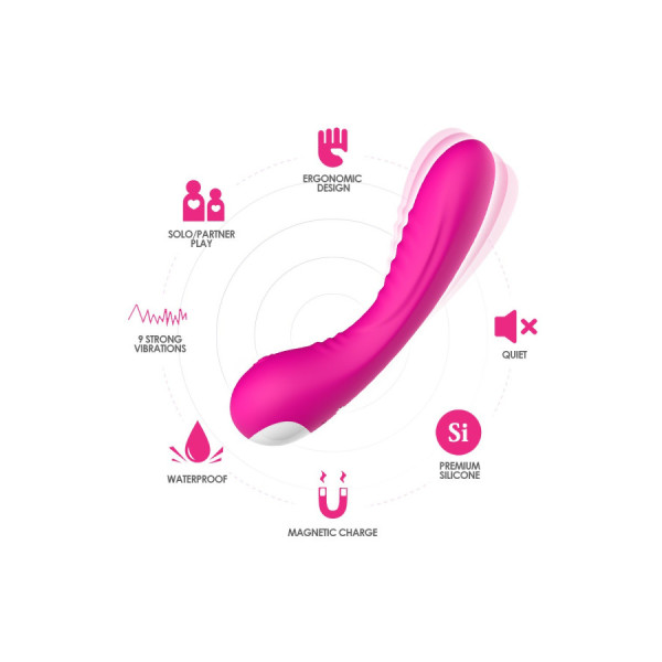 Vibromasseur courbé 9 modes de vibration rose 